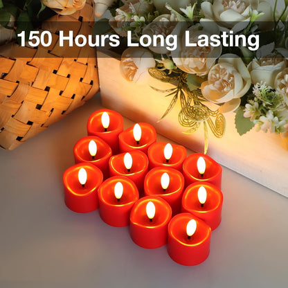 24 Pack Flameless Tealight Candles Battery Operated Tea Lights, Realistic Flickering Electric LED Tea Lights, 3D Wick Fake Tea Lights for Votive, Festival, Party, Wedding Decor