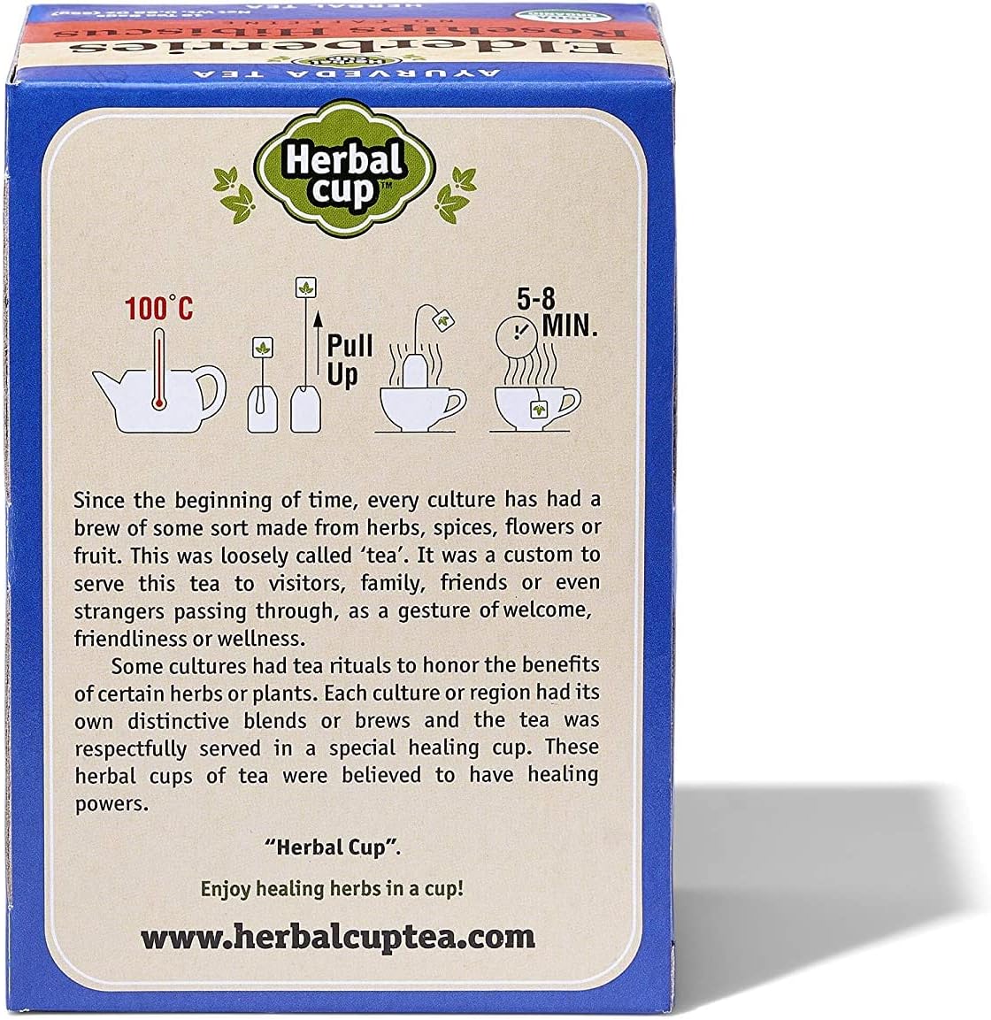 Herbal Cup Ayurveda Elderberries Tea, Organic Rosehips Hibiscus, No Caffeine Herbal Supplement (16 Count, Pack of 1)