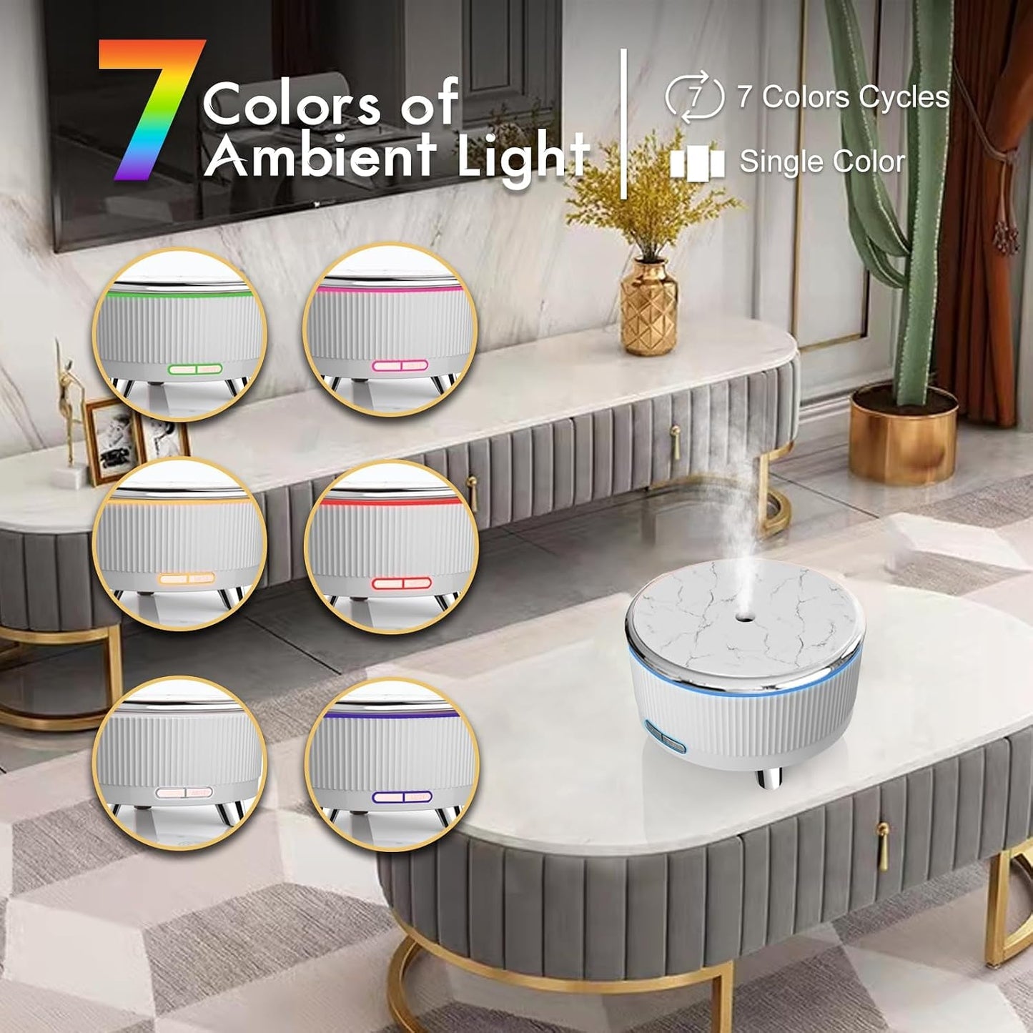 Diffusers for Essential Oils Large Room, 500ml Aromatherapy Diffuser Cool Mist Humidifier with Remote Control,7 Colors Lights & 5 Mist Mode Waterless Auto Off for Women Office Home