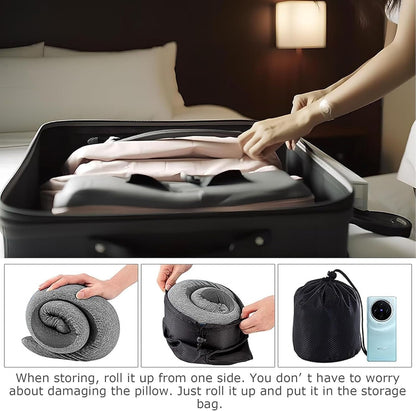 WEERSHUN Travel Pillow for Airplanes, 2026 New Memory Foam Neck Pillow with Chin Wrap for Traveling, Suitable for Airplanes, Offices and Cars (Dark Gray)