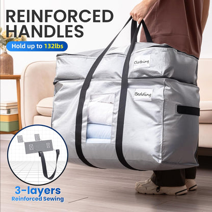 TAILI Blue Extra Large Moving Bags,Storage Bags with Visible Window