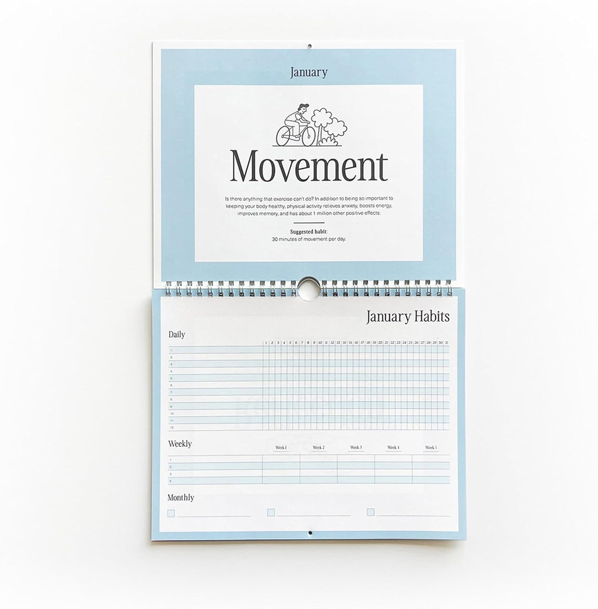Free Period Press Habit Tracker Calendar & To Do List Planner, Spiral Bound Habit Tracker with Writable Goals, 12 Months Undated, 8"x10”