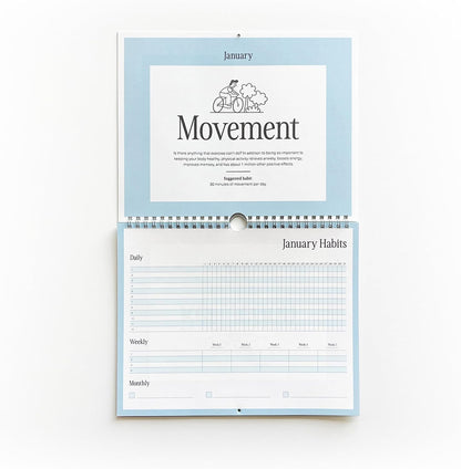 Free Period Press Habit Tracker Calendar & To Do List Planner, Spiral Bound Habit Tracker with Writable Goals, 12 Months Undated, 8"x10”