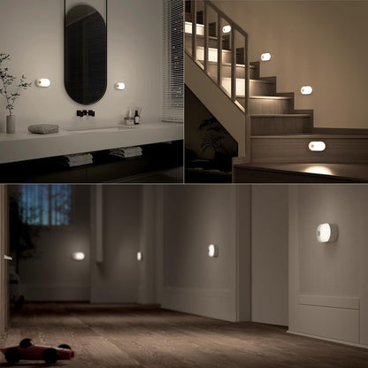 Lyridz Rechargeable Night Light with Motion Sensor, Dimmable Amber Nightlights for Bathroom, Bedroom, Kids Room, Hallway, Stairs, Pet House, 2 Pack