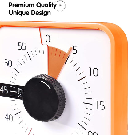 Visual Timer 7.5 inch; 60 Minute 1 Hour Countdown Timer for Kids Classroom Teaching Tool Home Office Meeting, Mechanical Countdown Clock for Exam Time Management Magnetic, Navy Blue with Colorful Disc