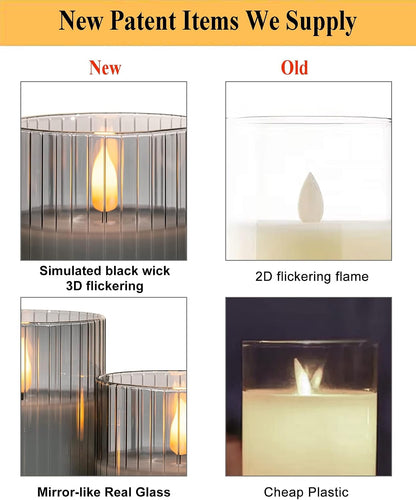 ANGELLOONG Flickering Flameless Candles, Realistic Battery Operated Candles with Remote and Timer, Set of 3 LED Candles for Fall Room Home Wedding Decor Centerpieces Table Party Christmas Decorations