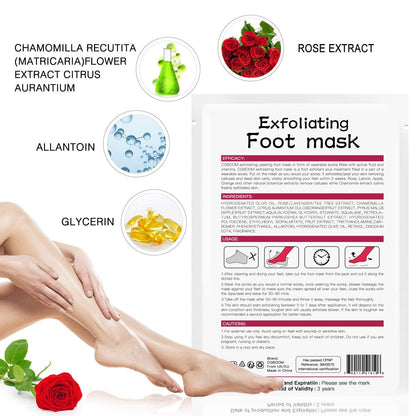 Foot Peel Mask 3 Pack, Exfoliator Peel Off Calluses Dead Skin Callus Remover, Baby Soft Smooth Touch Feet-Men Women (Rose)