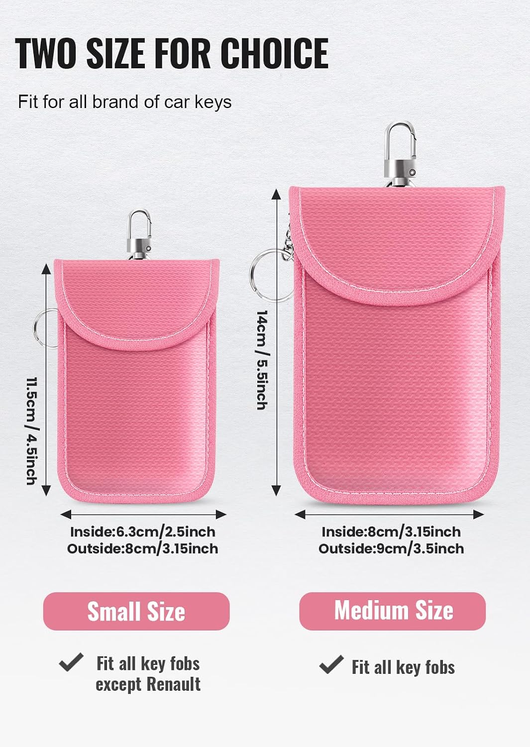 Faraday Pouch for Car Keys, Faraday Bag, Car RFID Signal Blocking Holder, Key Fob Protector, Key fob cage Block Signal Anti-Theft Fob Case (2 Pack)