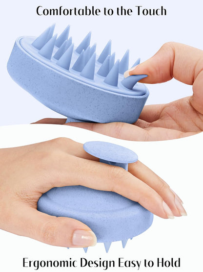 HEETA Scalp Massager Hair Growth 2-Pack, Soft Silicone Scalp Scrubber Shampoo Brush for Exfoliation Dandruff Removal Head Massage Stress Relax, Wet & Dry Use for Women Men Thick Thin Curly Hair Care