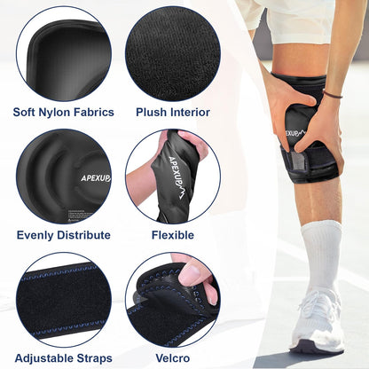 APEXUP Ice Pack for Knee Pain Relief, Large Reusable Wrap After Surgery, Flexible Gel Cold Pack for Injuries, Pain Relief for Back, Shoulder, Elbow, Ankle and Leg (Blue, L, 1PK)