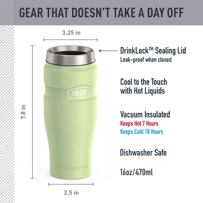 THERMOS Stainless King Vacuum-Insulated Travel Tumbler, 16 Ounce, Matte Steel