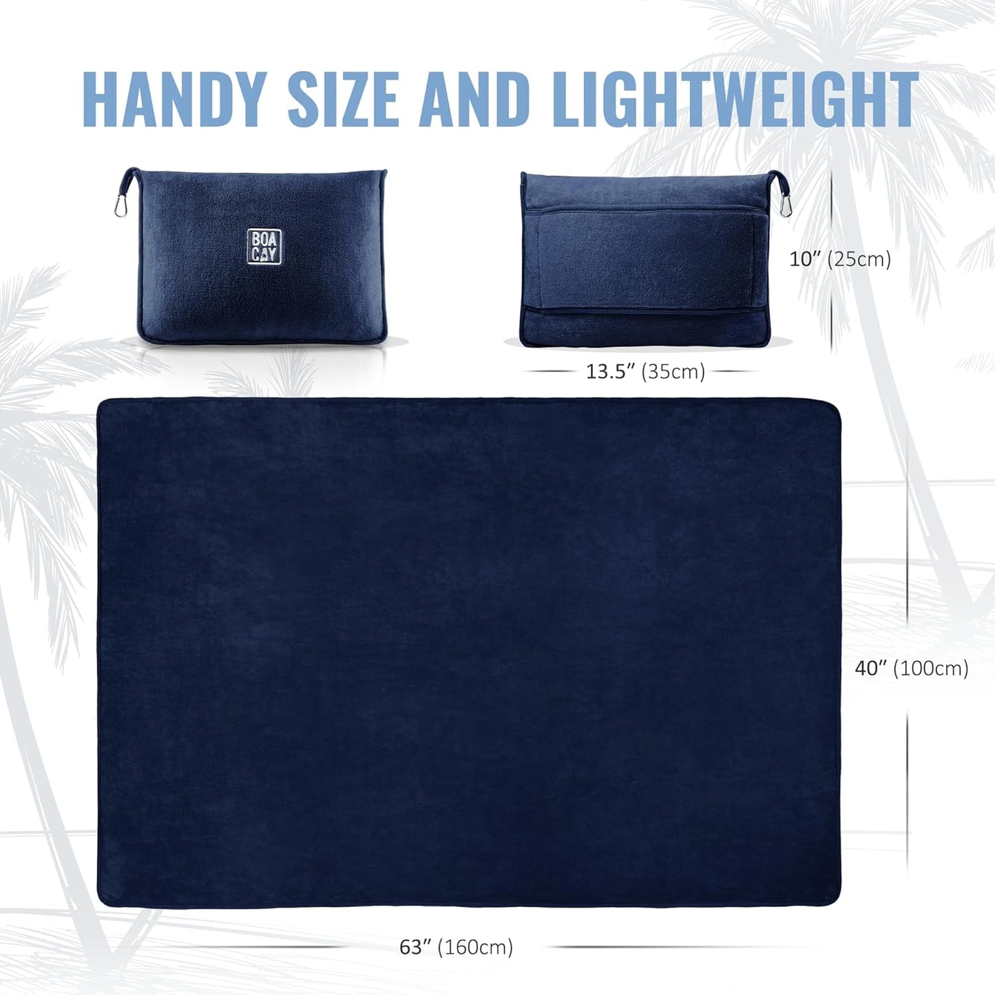 BOACAY Soft & Warm Travel Blanket for Airplane & Car - Long Flight Essential for Women, Men, Kids - Compact Pillow with Luggage Sleeve & Backpack Clip