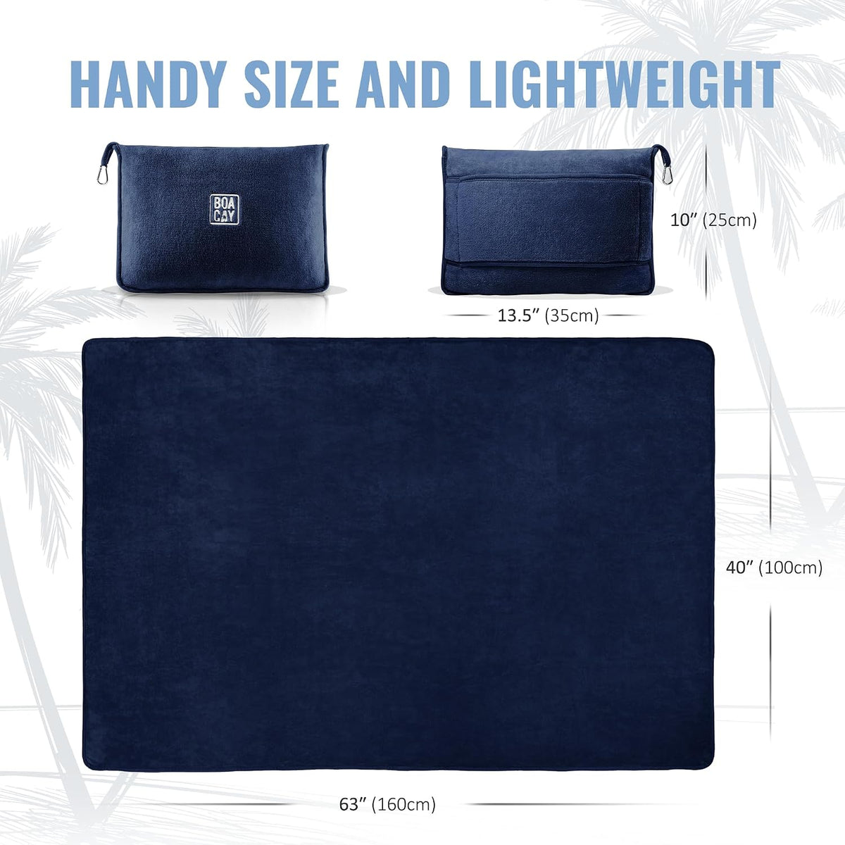 BOACAY Soft & Warm Travel Blanket for Airplane & Car - Long Flight Essential for Women, Men, Kids - Compact Pillow with Luggage Sleeve & Backpack Clip