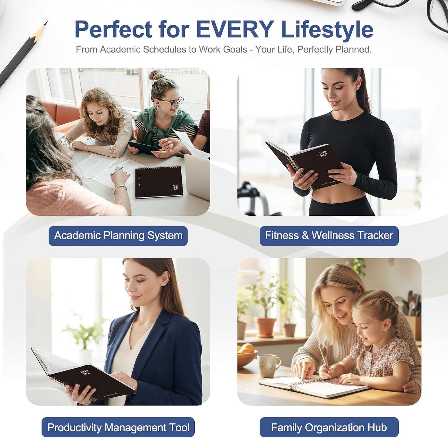 Planner 2026-2027, Weekly and Monthly Calendar Planner, JUL 2026 - JUN 2027 | A5(6.3'' x 8.5''), Hardcover, Agenda Book, Sprial Bound, Inner Pocket, Office and School Use