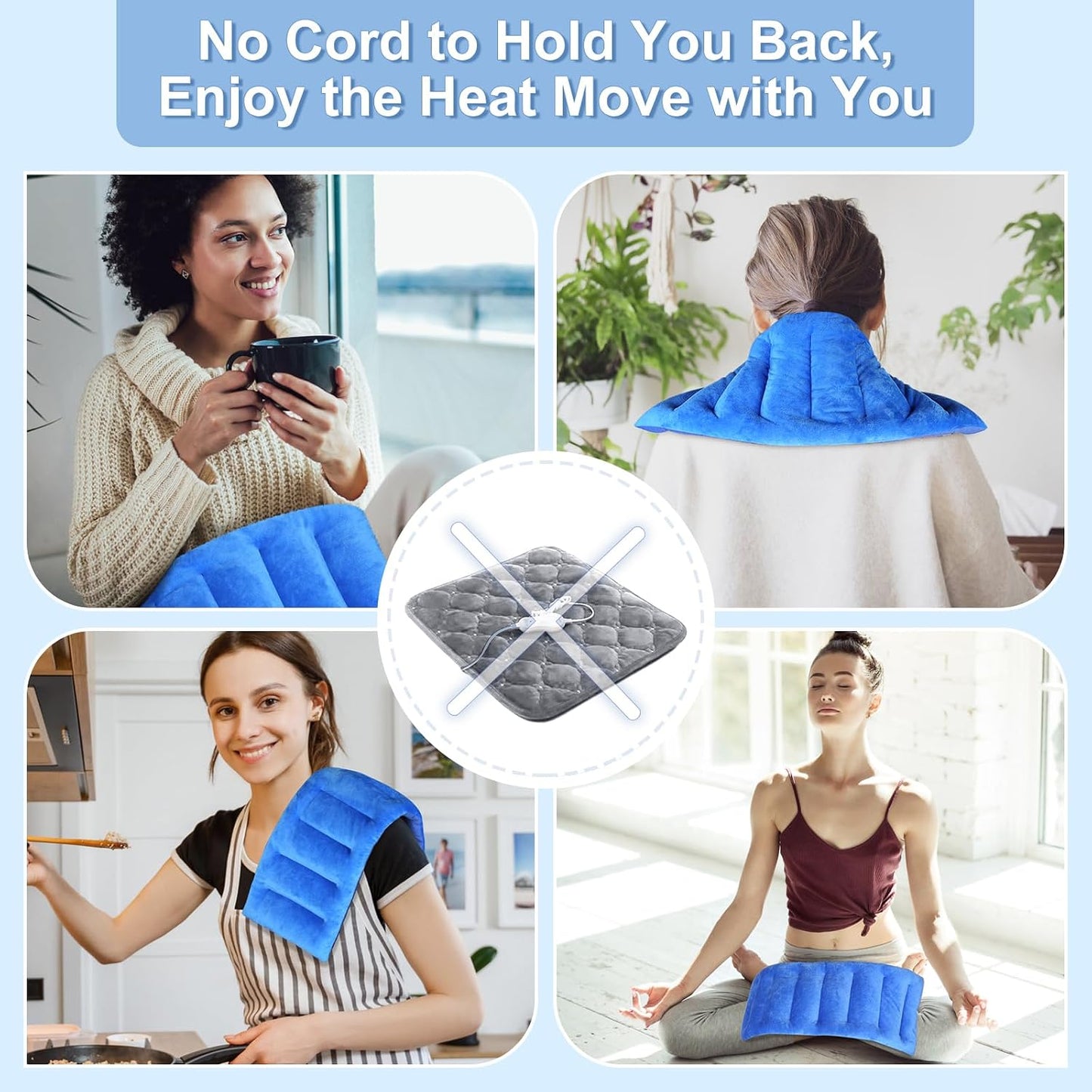 SuzziPad Microwavable Heating Pads for Neck and Shoulder Back Discomfort, 7x16 Fatigue Soothing Heated Pad Microwave, Moist Hot Packs, Unscented Heat Pack for Aches, Sore Muscle, Gray