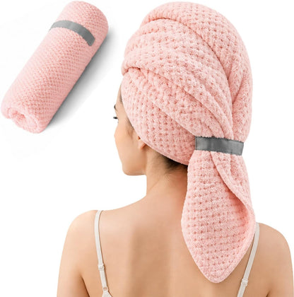 Large Hair Towel Wrap for Women, Quick-Dry Turban, Ultra Absorbent & Anti-Frizz, Ideal for Long, Thick & Curly Hair, Soft Lightweight Microfiber Drying Towel (24x42, Blue)