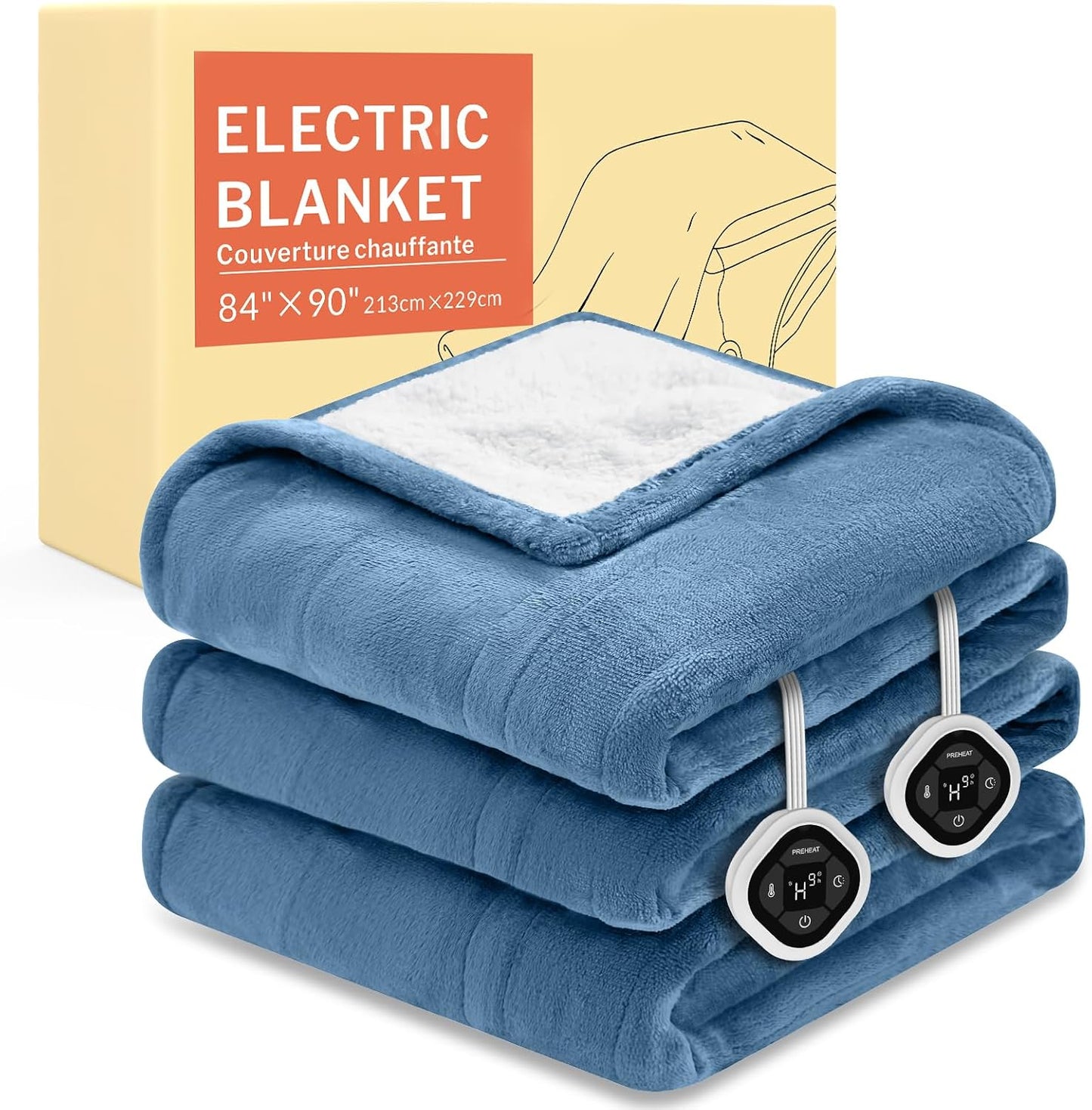 HOMLYNS LuxeHeat Heated Blanket Electric Blanket, Soft Flannel Sherpa Heated Throw, Heating Blanket with 5 Heat Settings, 3 hrs Timer Auto Shut Off (50x60 inches, Purple), Only for 120V Voltage Use