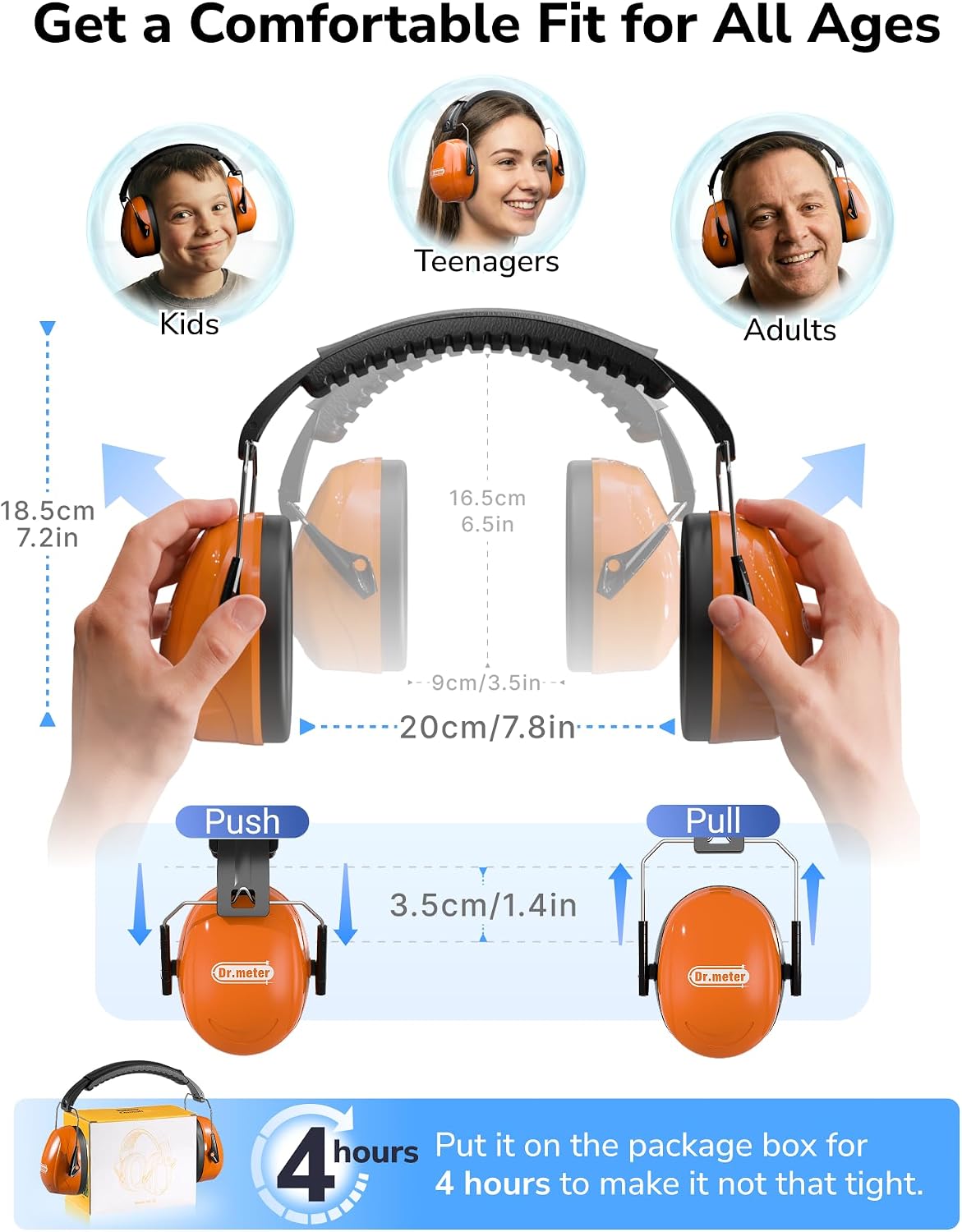 Dr.meter Ear Protection Ear Muffs, Noise Cancelling Headphones for Adults Kids 31dB Earmuffs for Noise Reduction, Hearing Protection for Shooting Gun Range, Mowing, Monster Jam, Sensory, Fireworks
