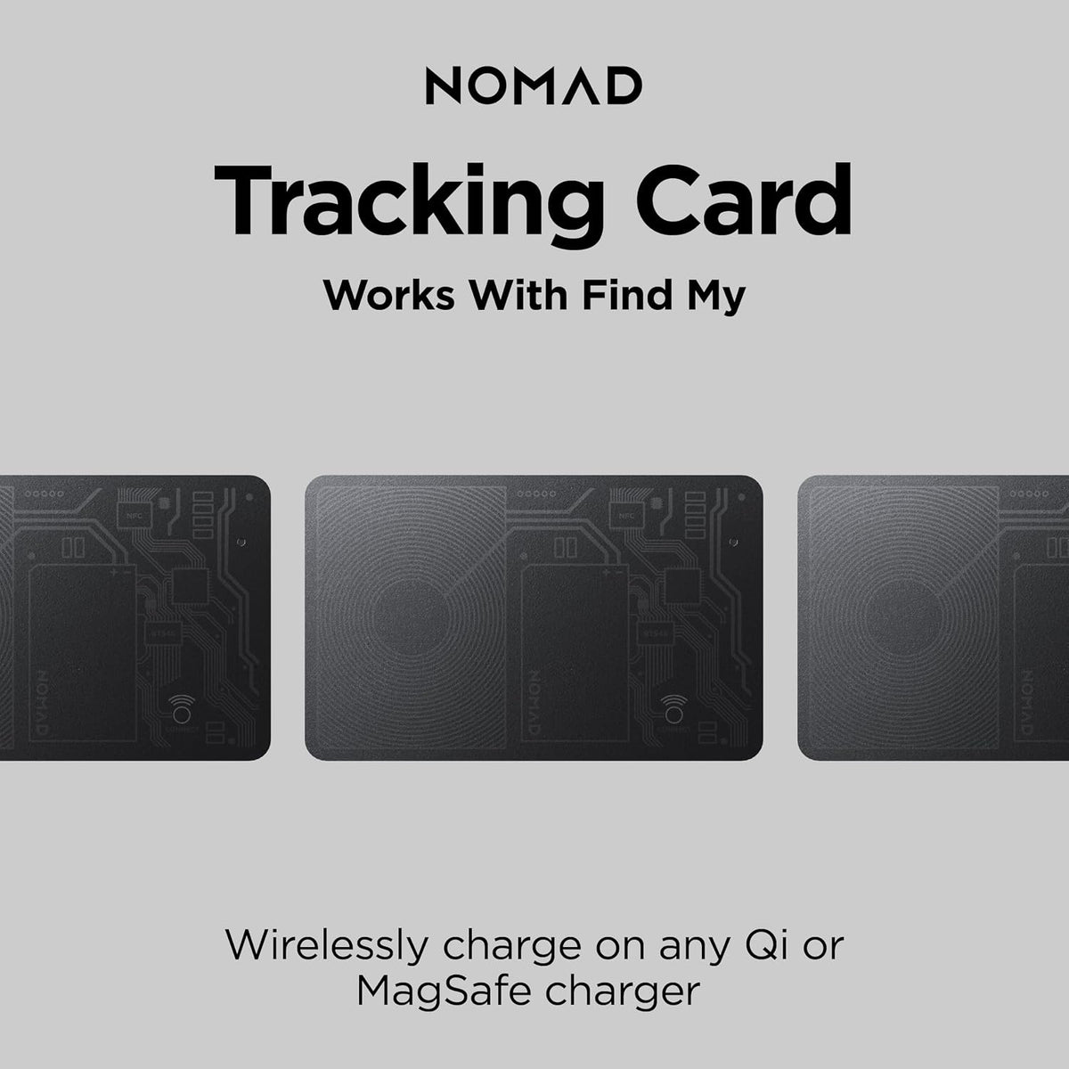 Nomad Tracking Card Carbide, Slim Card Tracker with IPX7 Waterproof and Dust Proof Card Tracker for Wallet & Luggage, 5 Months GPS Tracker Long Battery Life, Rechargeable, Compatible with iOS Only