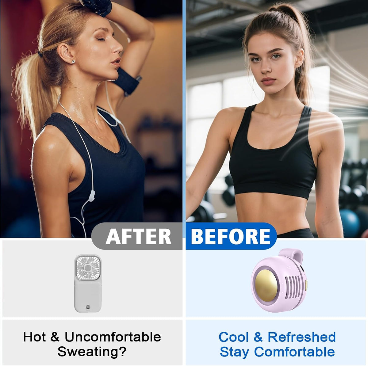 Portable Fan,Clip On Waist Bladeless, Ultra-Quiet Personal Mini Neck Fan