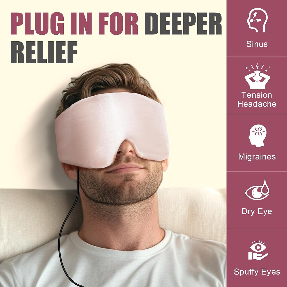 Heated Eye Mask for Dry Eyes and Sinus Pressure Relief, Ultra Soft Face Heating Pad for Tension Headache Relief Green