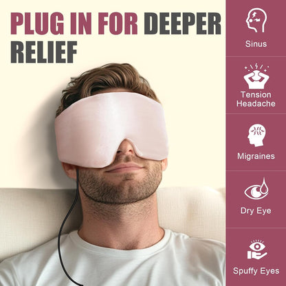 Heated Eye Mask for Dry Eyes and Sinus Pressure Relief, Ultra Soft Face Heating Pad for Tension Headache Relief Green