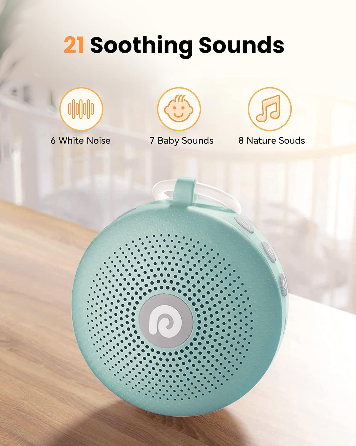 Dreamegg Portable Noise Machine for Baby Adult, Features Powerful Battery, 21 Soothing Sound, Noise Canceling for Office & Sleeping, Sound Therapy for Home, Travel, Registry Gift, Classic White