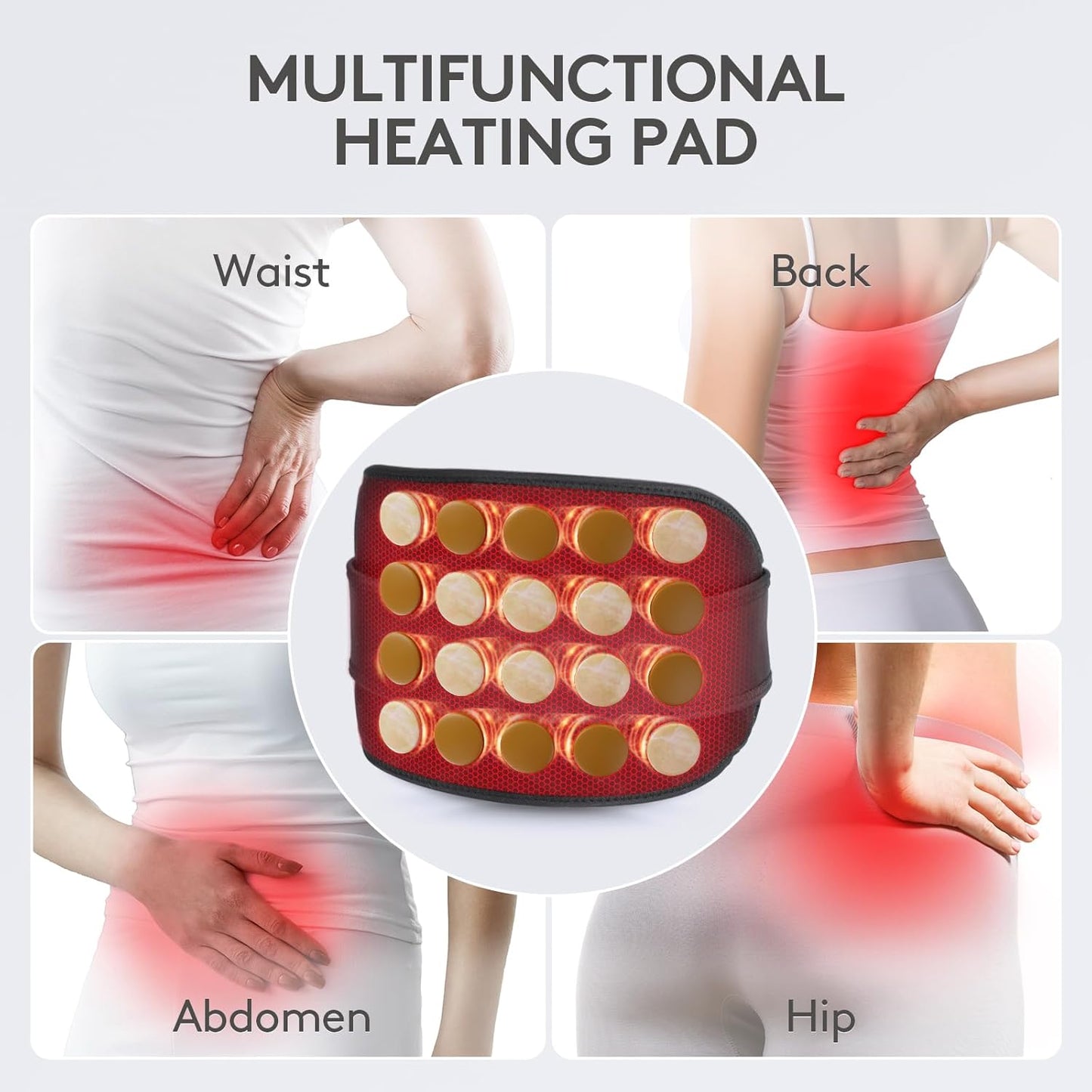 UTK Vibrating Far Infrared Heating Pad for Back Pain Relief, Hot Enough, Fathers Day Dad Gifts for Men, Massager Heating Pads for Lower Back, 16 Timers Auto-Off, 20 Natural Jade, 35-55" Adjustable