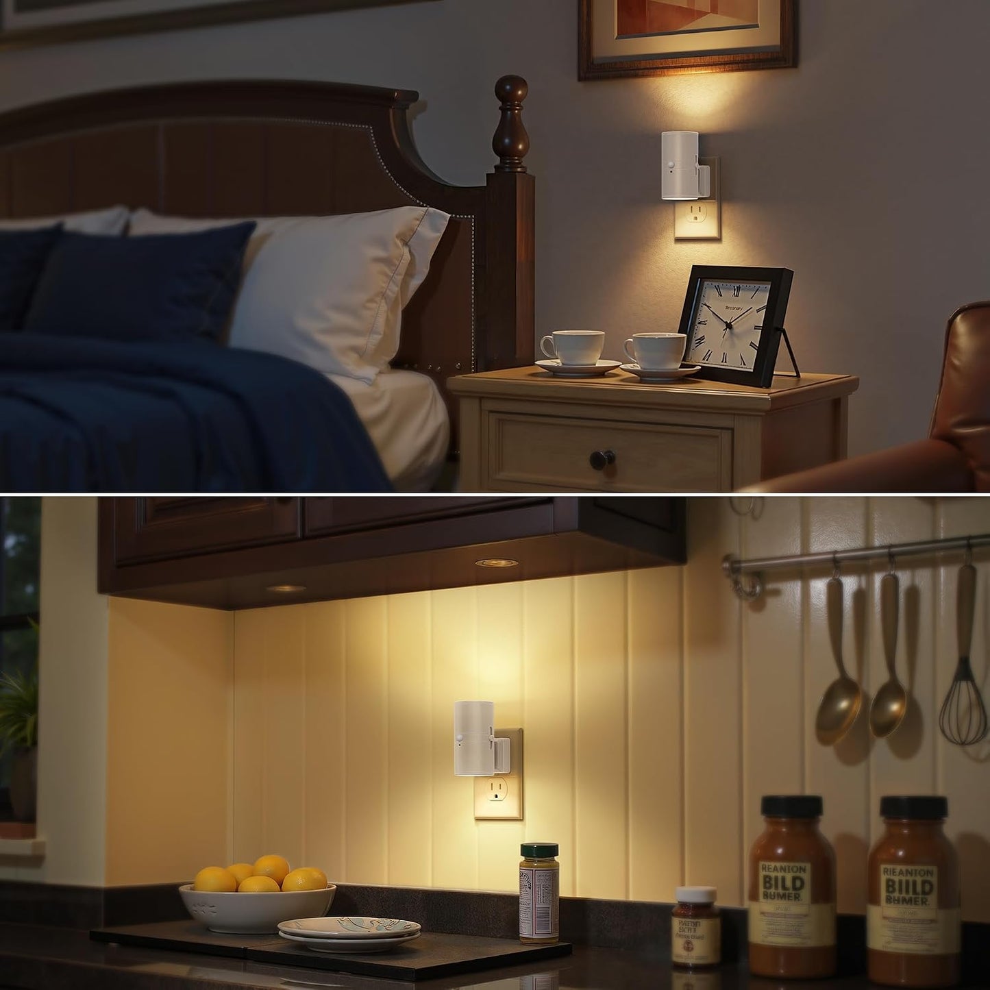 Briignite Night Lights Plug into Wall, Modern LED Night Light Plug in, Dusk to Dawn Sensor,Amber Night Light 0-100LM Adjustable Brightness, Dimmable NightLight for Hallway, Bedroom, Stairway, 2 Pack