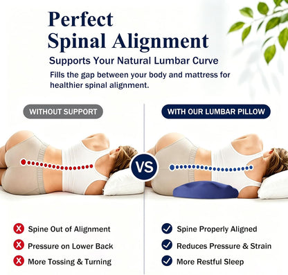 Fledano Lumbar Pillow for Sleeping, Lumbar Support Pillow for Bed for Back Pain Relief, Memory Foam Lower Back Pillow for Bed, Back Support Pillow for Side & Back Sleepers, Washable Cover