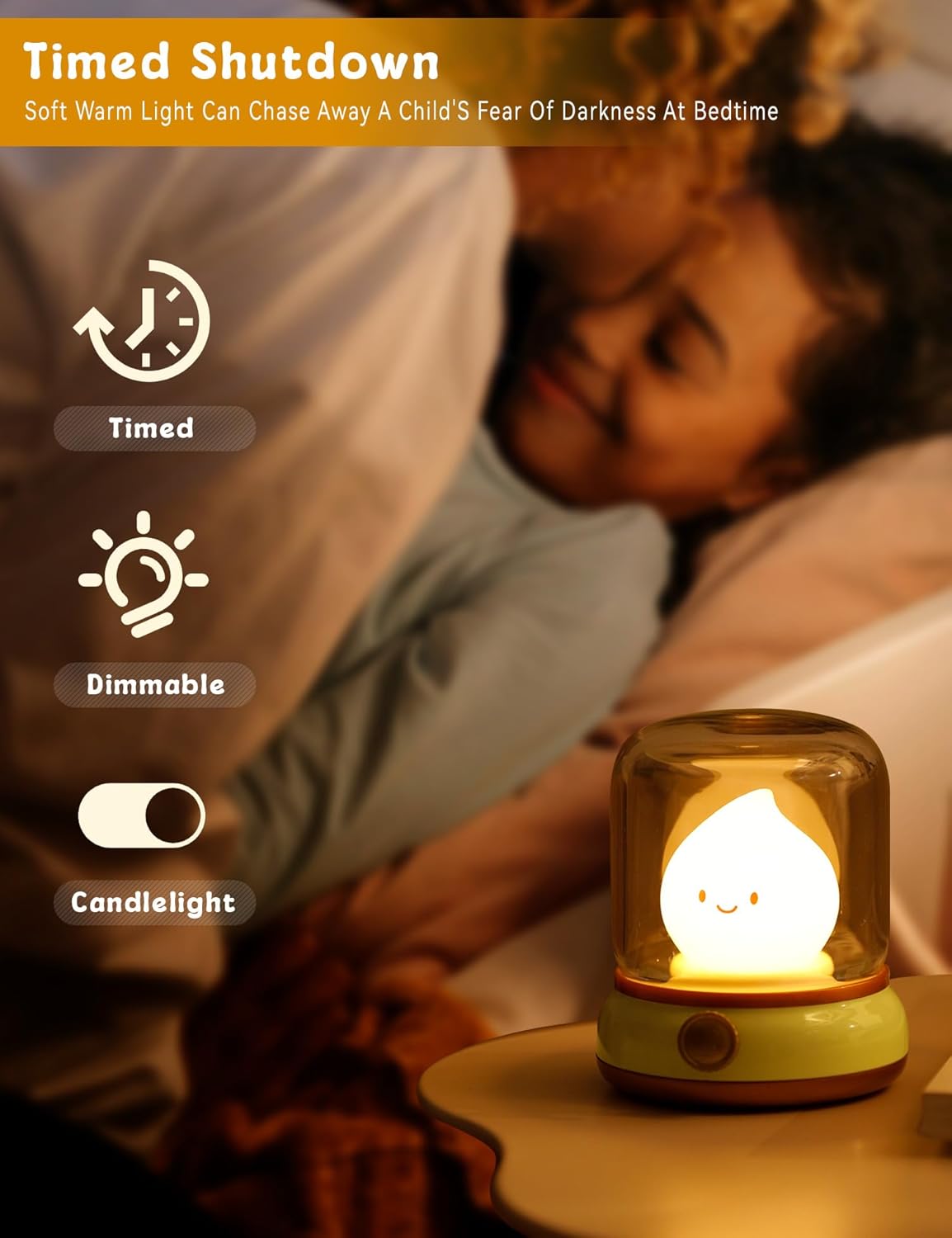 WANIDEA Flameless Candles Lamp, Led Candles,Cute Kerosene Lamp,Silicone Flame Amber Light,Adjustable Dimmable Rechargeable Night Light for Kids,Girls,Teenager Kids Bedroom Christmas