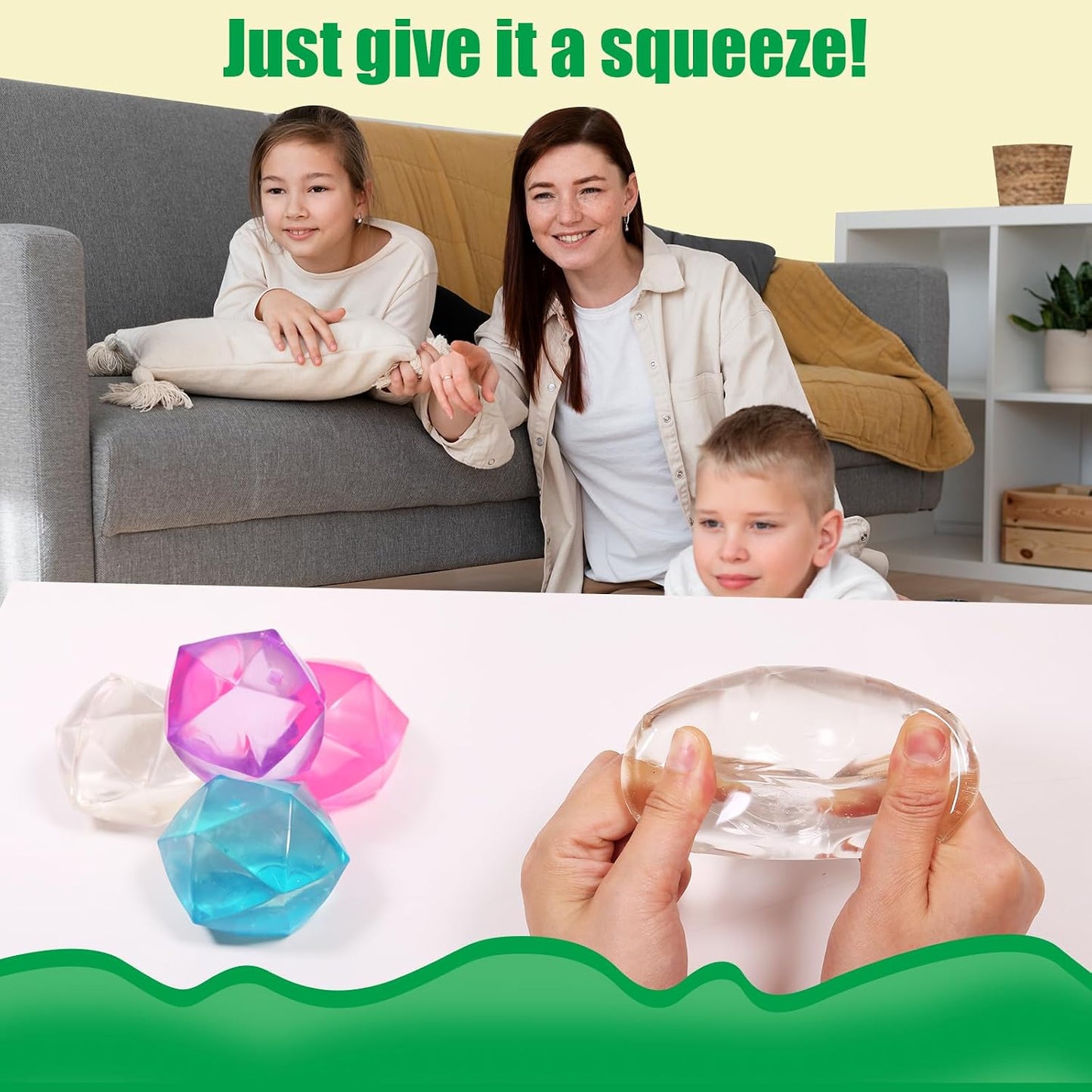 3pack Stress Cube Squishy Stress Balls for Adults Kids Fidget Toy for Your Best Mellow and Chill -Ice Cubes-Square Shape with Filling in Pink Purple Blue (3pcs Cube )