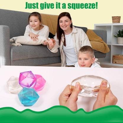 3pack Stress Cube Squishy Stress Balls for Adults Kids Fidget Toy for Your Best Mellow and Chill -Ice Cubes-Square Shape with Filling in Pink Purple Blue (3pcs Cube )