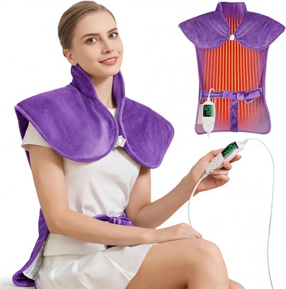 Electric Heating Pad for Neck Back Shoulder Pain Relief, 25"x37" Large Full Body Weighted Heated Pad for Menstrual Cramps - 5 Heat Levels/Snug Fit, Birthday Gifts for Women Men Mom Dad Elders