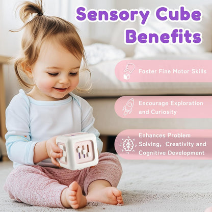 SOCBTNSO Busy Cube Toy for 1 Year Old Boy, Montessori Toys for 1+ Year Old, Travel Toys for Toddlers 1-3, Learning Fine Motor Skills| 1st Birthday Gifts 6 9 12 Months Baby