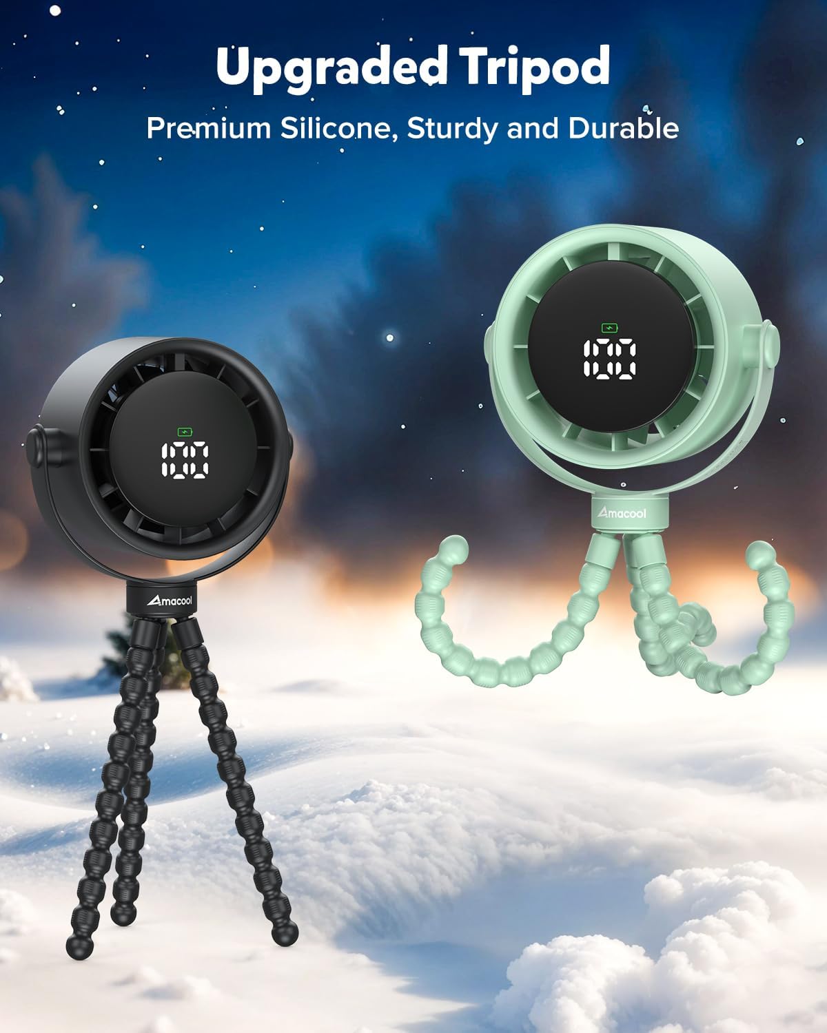 AMACOOL Baby Stroller Fan, Rechargeable Portable Clip on Fan, 17H Cooling