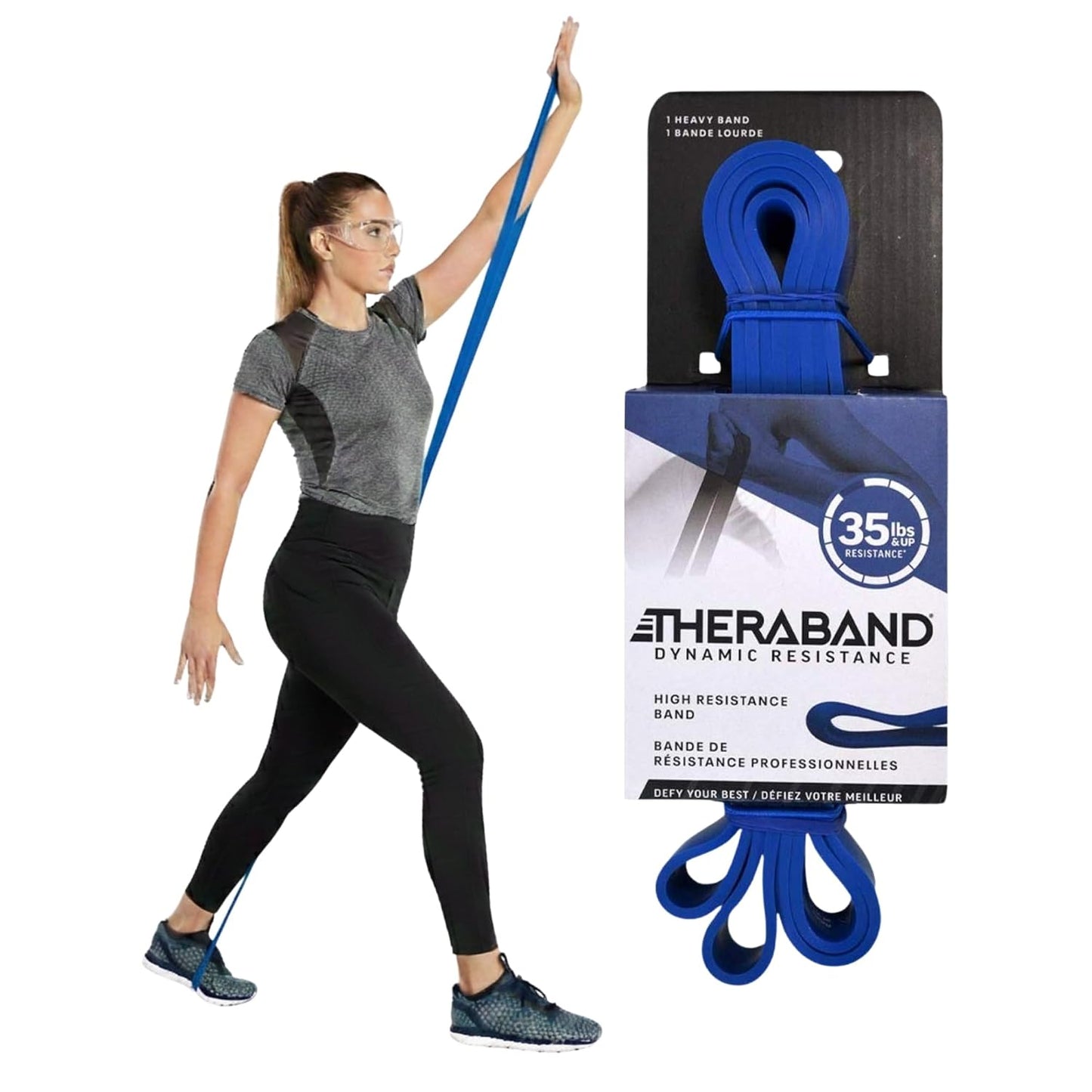THERABAND High Resistance Band Set of 2, Light and Medium Loop, 15-25 lb