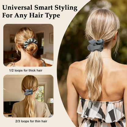 Satin Scrunchies for Women – 8PCS Blush & Brown Silk Hair Ties Set – No Crease, Frizz-Free, Gentle Elastic Hair Bands, Soft & Stylish Everyday Hair Accessories Gifts