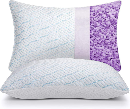 WISHSMILE Cooling Shredded Memory Foam Pillows Queen Size Set of 2