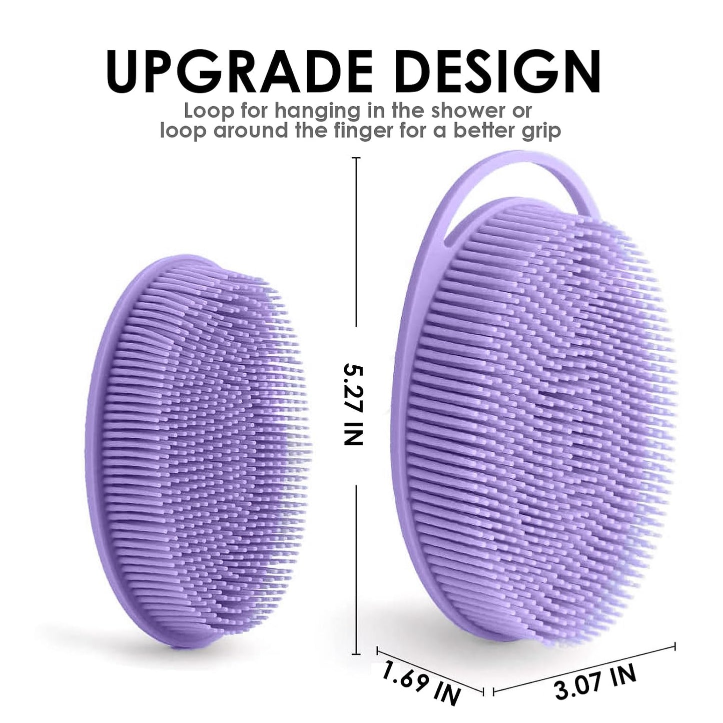 Silicone Body Scrubber – Dual-Sided Silicone Loofah for Shower, Set of 2 Soft Exfoliating Body Bath Shower Scrubber Loofah Brush Easy-to-Clean for Sensitive Kids Women Men All Kinds of Skin