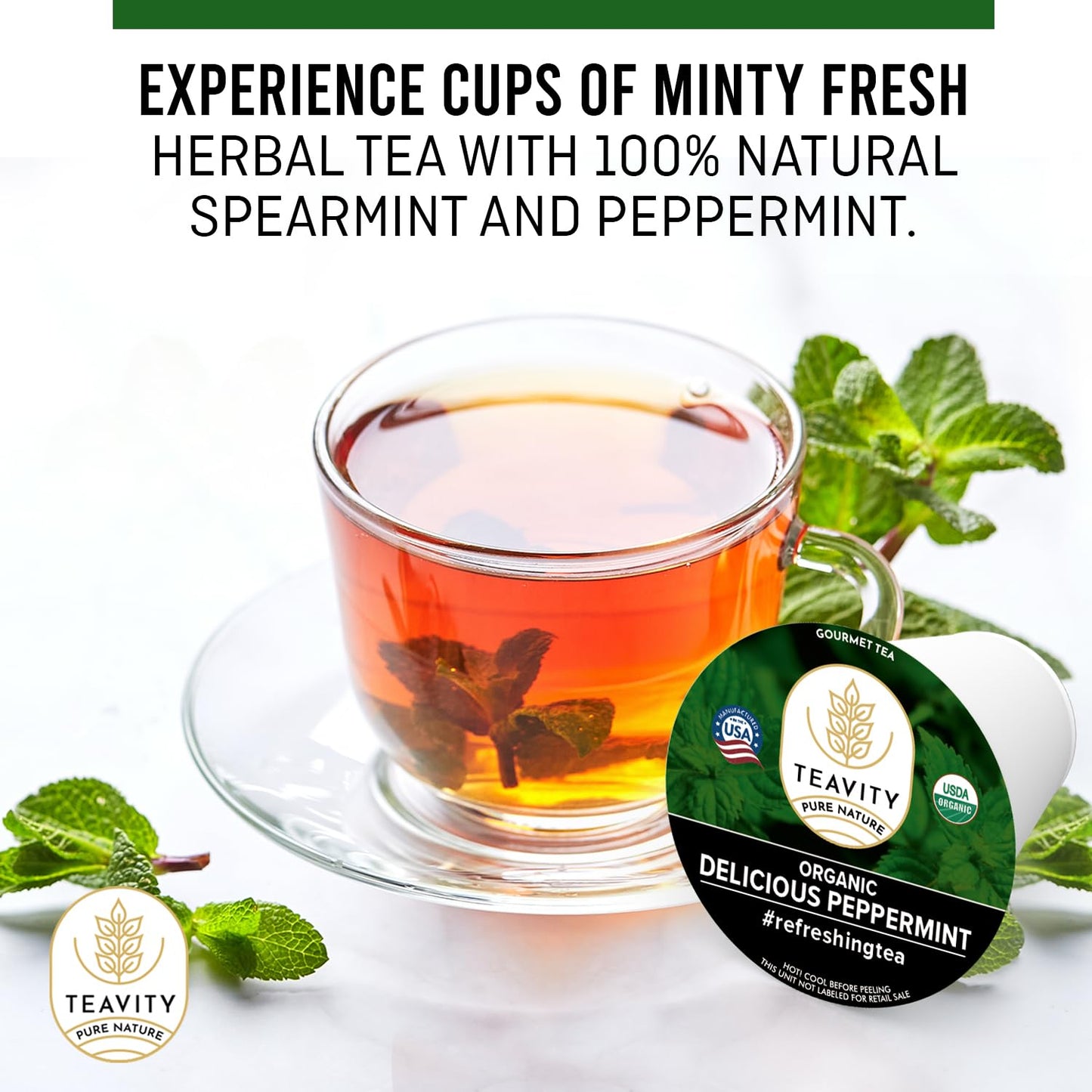 Organic Chamomile and Lavender Tea Pods for Keurig - Decaf Herbal Tea for Keurig K Cups - Honey Chamomile Lavender by Teavity (12 Tea Pods)