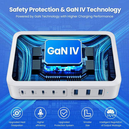 USB C Charger 200W USB C Charger Block,Upgraded GaN III 8-Port Fast Charging Station Hub,PD 65W Laptop Charging Adapter Compatible with MacBook Pro/Air,DELL,Steam Deck,iPhone 16/15/14,Galaxy S23/22