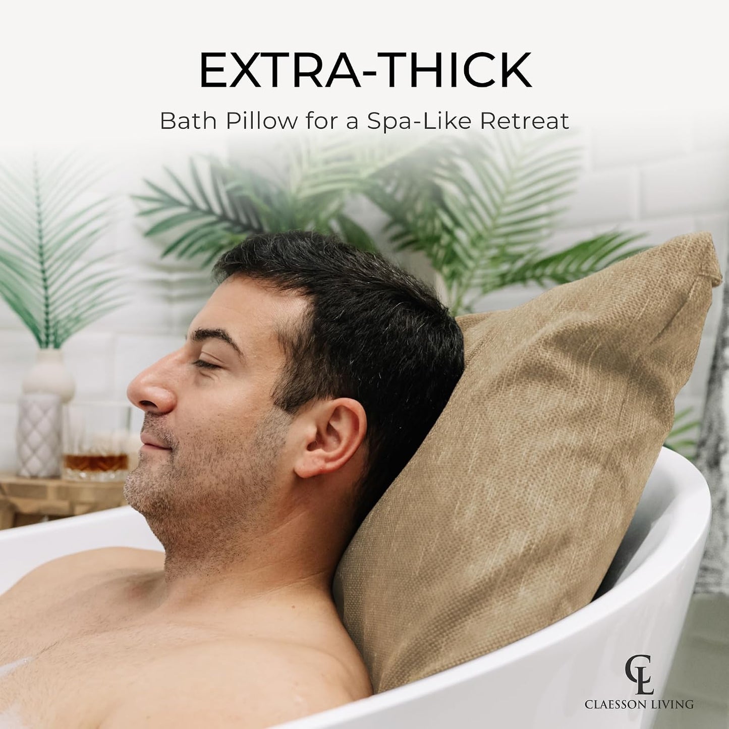 Luxury Bath Pillow for Tub - Thick and Comfortable Bathtub Pillow Support for Head and Neck and Back - Washable Quick-Drying Bath Pillows - Bath Cushion for Home Spa - Fits Any Bathtub - Light Gray