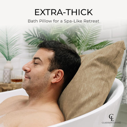Luxury Bath Pillow for Tub - Thick and Comfortable Bathtub Pillow Support for Head and Neck and Back - Washable Quick-Drying Bath Pillows - Bath Cushion for Home Spa - Fits Any Bathtub - Light Gray