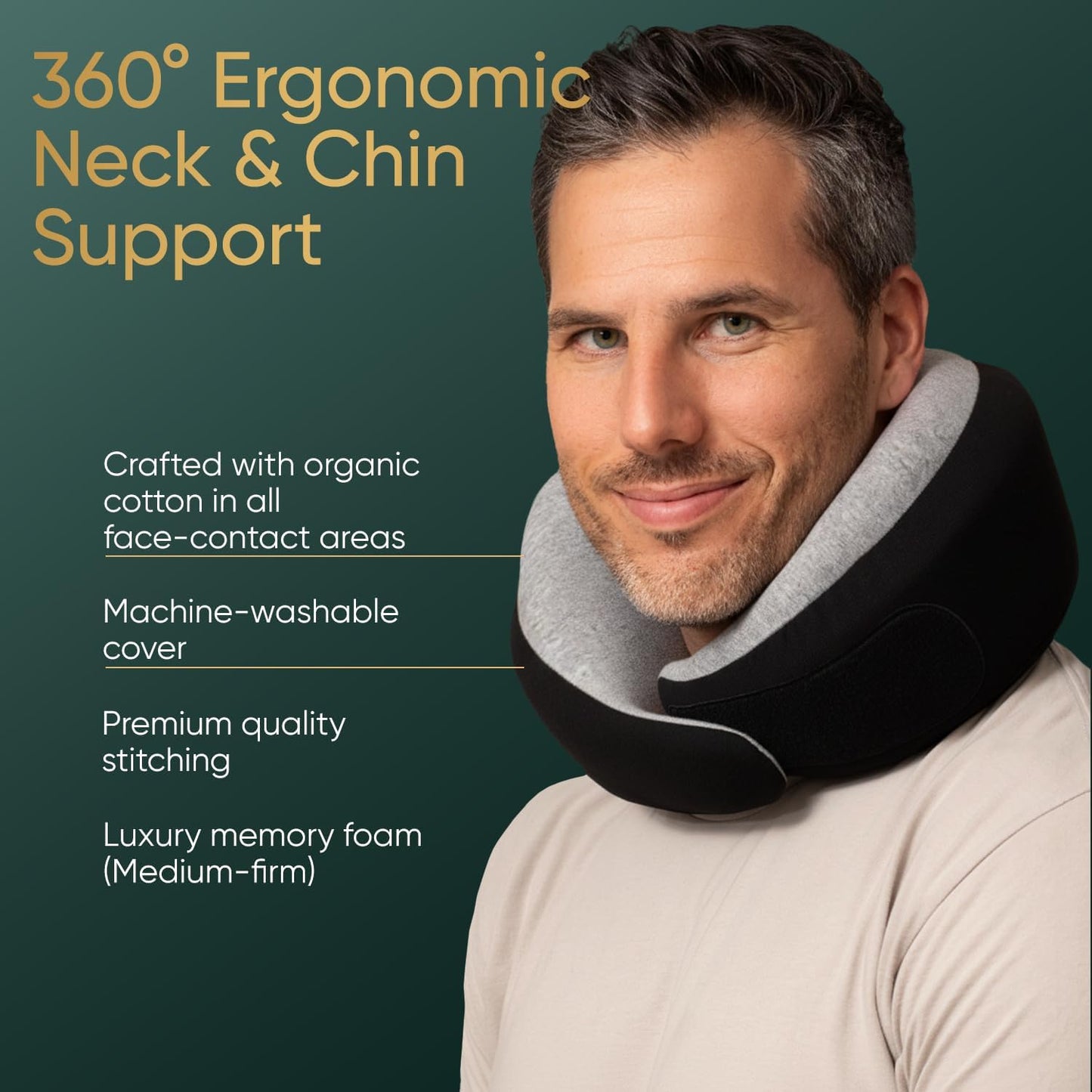 Proglobe Travel Neck Pillow for Airplanes, Long Haul Flight Kit, Grey
