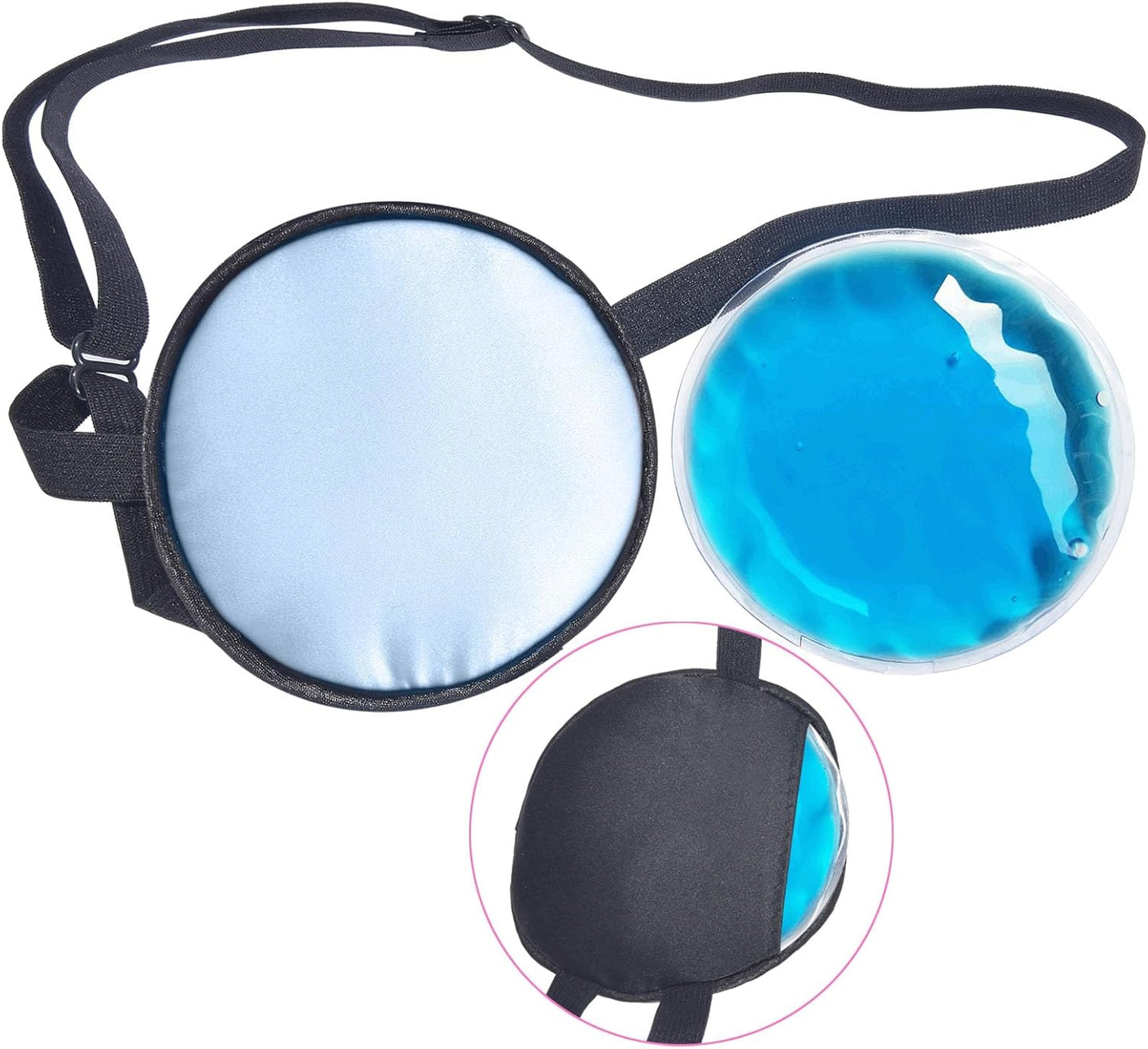 Cooling Eye Patches for Puffy Eyes, Pure Silk Ice Eye Patch, Single Eye Mask, Medical One Eye Cover Cold Hot Therapy Strabismus Lazy Eyes After Surgery Adult Kid Pirate Eyepatch (Pink-New)