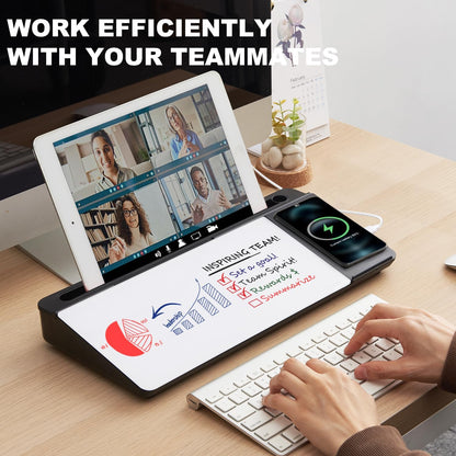 TSJ OFFICE Whiteboard Weekly Dry-Erase-Board - Desktop White Board Calendar Desk Organizers with Accessories Computer Keyboard Stand with Drawer, for Office, Home, School Supplies - White Calendar
