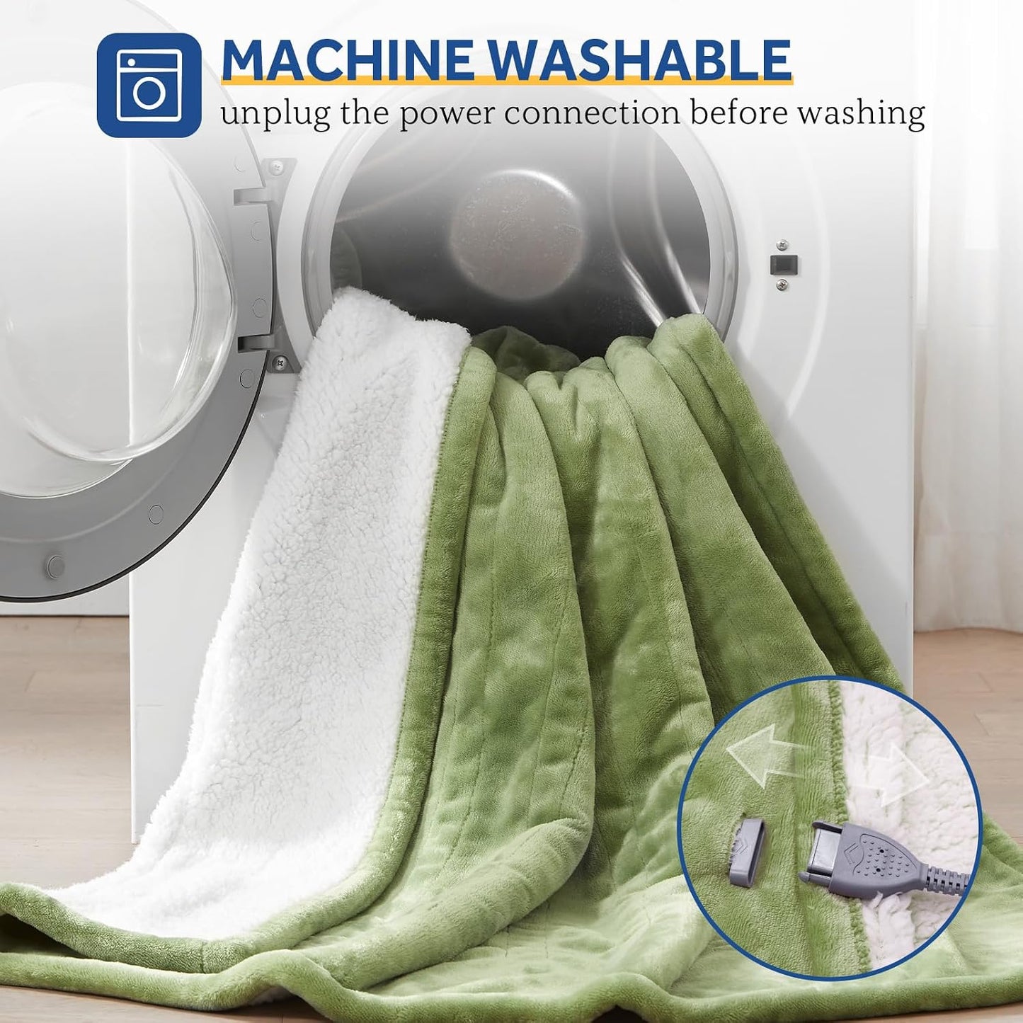 Sealy Electric Throw Blanket, Flannel & Sherpa Heated Throw with 6 Heating Levels & 2-10 Hours Auto Shut Off, Fast Heating & Machine Washable, 50x60 Inch, Light Grey
