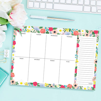 Sweetzer & Orange Floral Weekly Planner 2026, Undated Sheets To Do List Notepad, 7x10” Day Desk Note Pad Easy to Tear, School and Home Checklist Productivity Organizer, Work and Daily Planner