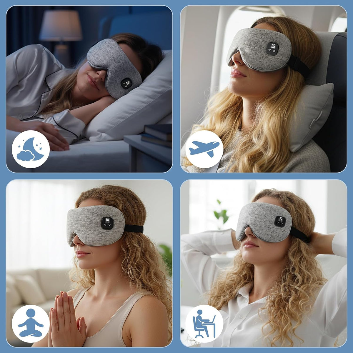 Heated Eye Mask for Dry Eyes, Cordless Warm Eye Compress with 4 Heat & time Levels, Eye Heating pad for Blepharitis, Styes, Travel, Improved Sleep, Gift